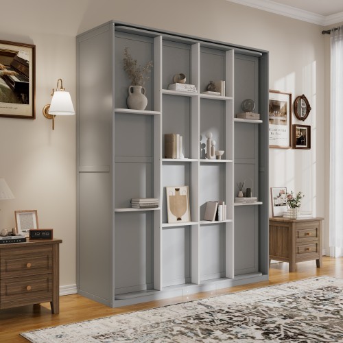 Rotating Murphy Wall Bed Queen Size Murphy Bed Space-Saving Cabinet Bed Wood Bed gallery