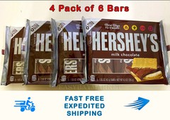 4 Pack Hershey’s Milk Choclate Bars (6 Bars Per Pack) TOTAL 24 Bars (2.33 Lbs)