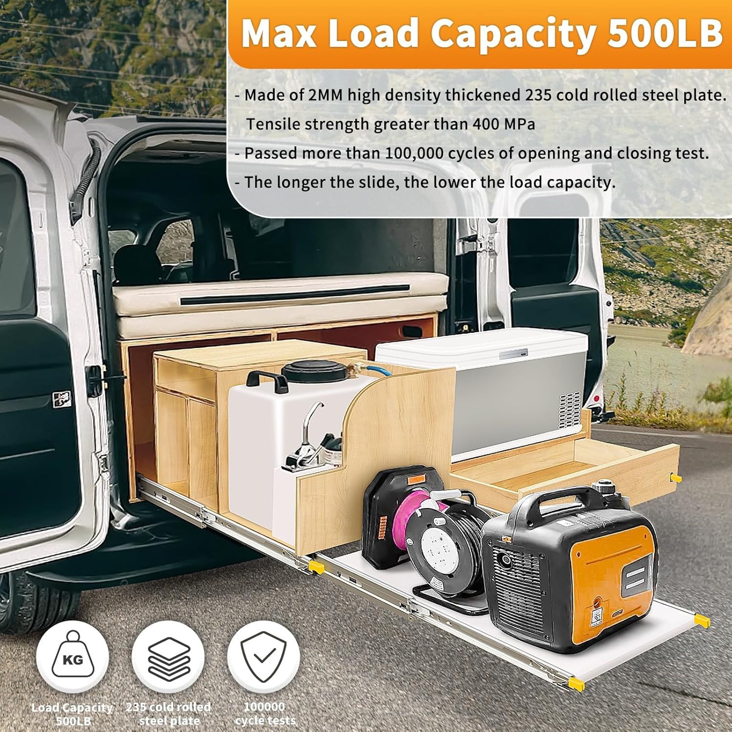 Heavy Duty Drawer Slides 24 Inch with Lock 450 Lb Load Capacity gallery