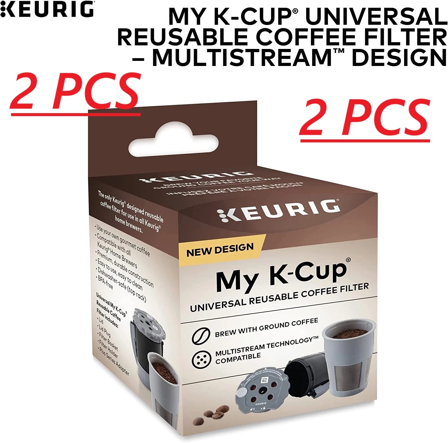 ✔️2 PCS Keurig My K-Cup Universal Reusable Filter MultiStream Technology NEW gallery