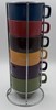 World Market Stackable Coffee Cups Set 6 Rack Colorful Stoneware Minimalist gallery
