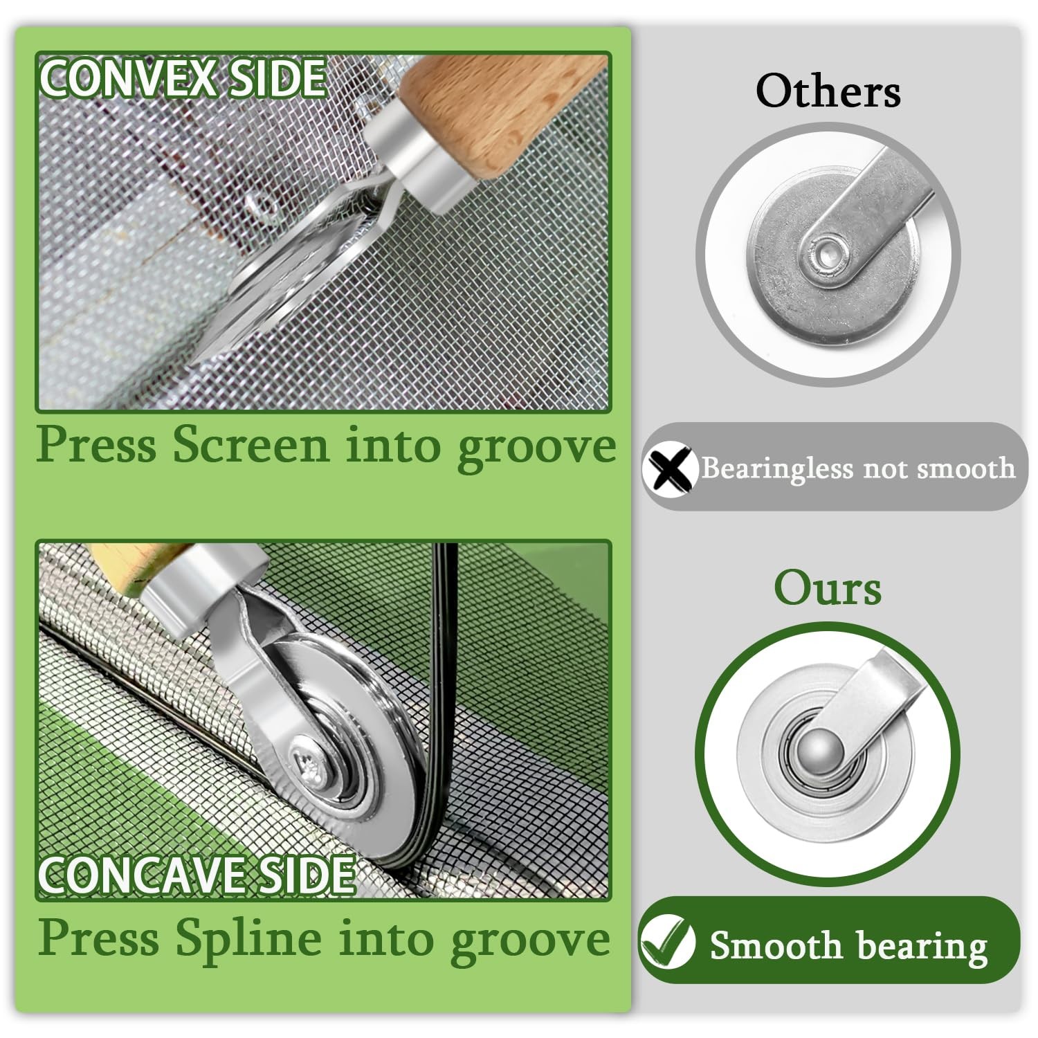 Screen Repair Kit 3 in 1 with Screen Roller Tool Steel Roller 32 ft Spline gallery