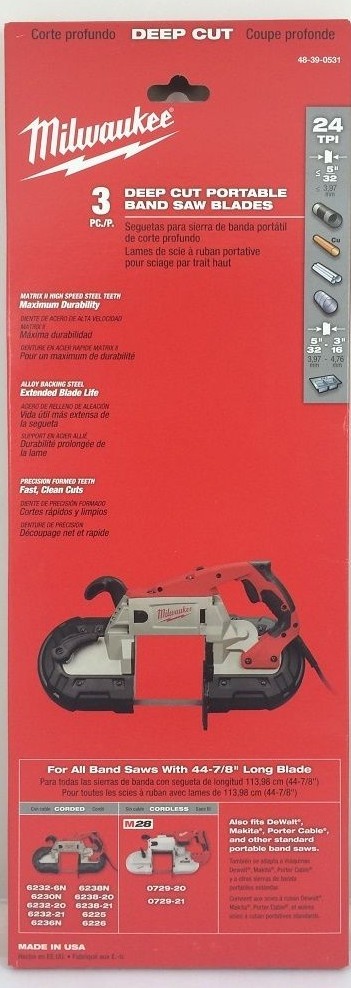 Milwaukee 48-39-0531 24 tpi Std./ Deep Cut Band Saw Blade 44-7/8 in. 3 pack gallery