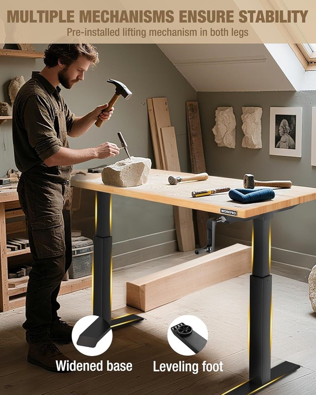 WORKPRO Adjustable Workbench with Crank Handle 47.2"x23.6" Rubber Wood Worktable gallery