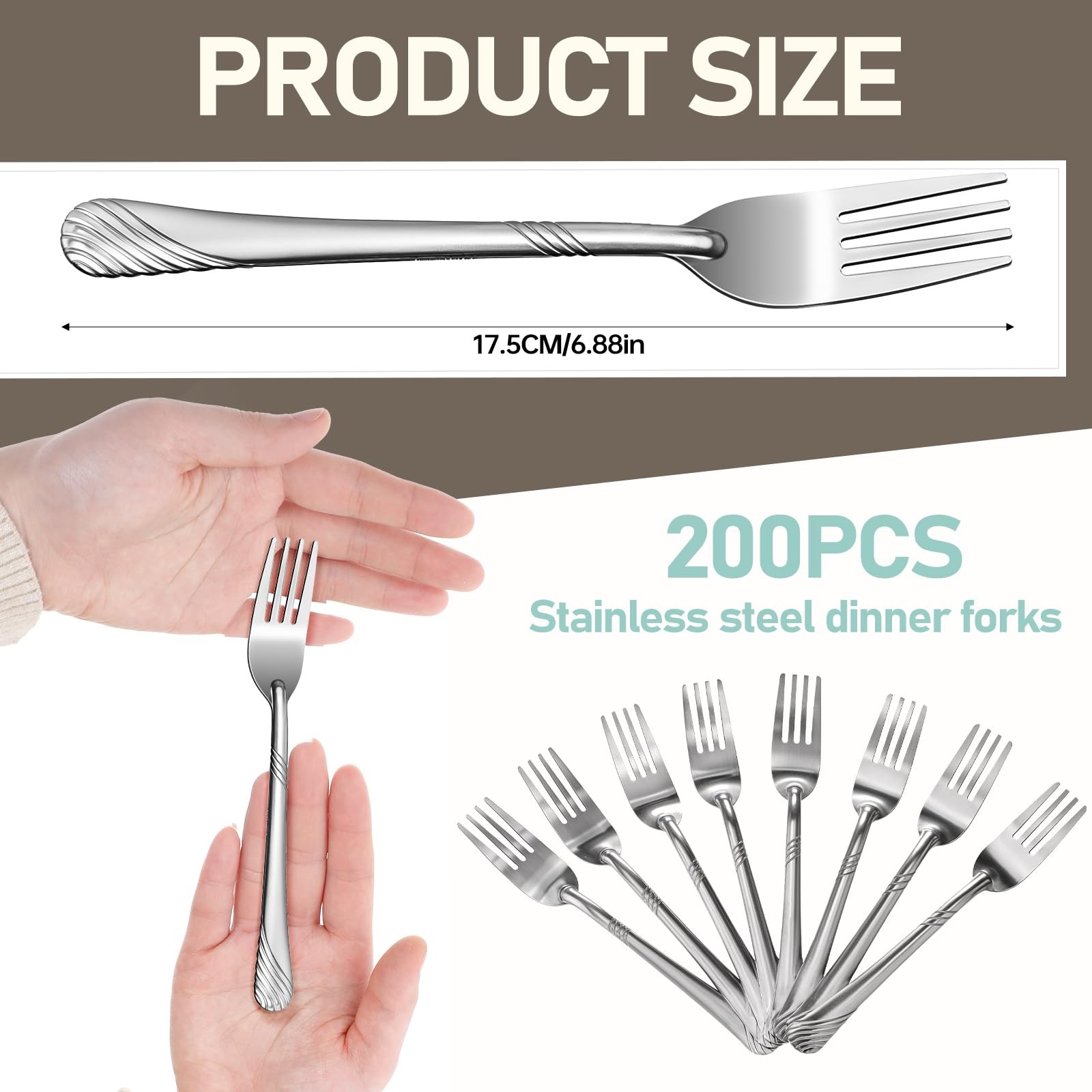 200 Pieces Dinner Forks 7 Inches Stainless Steel Metal Forks Bulk Forks Silve... gallery