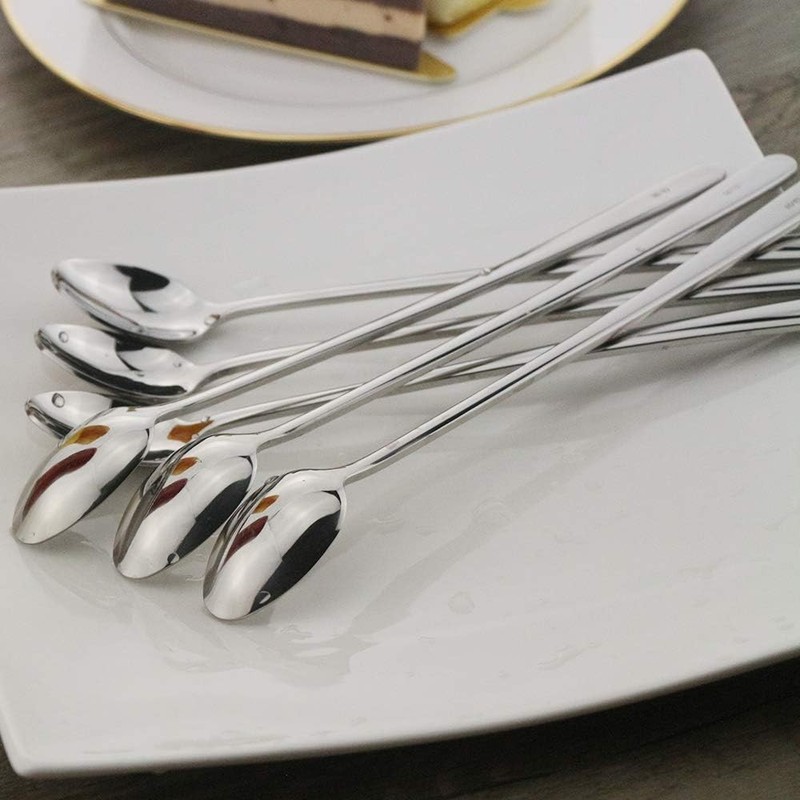 Long Handle Spoon, 9-Inch Iced Teaspoon, Set of 6, 18/10 Stainless Steel gallery
