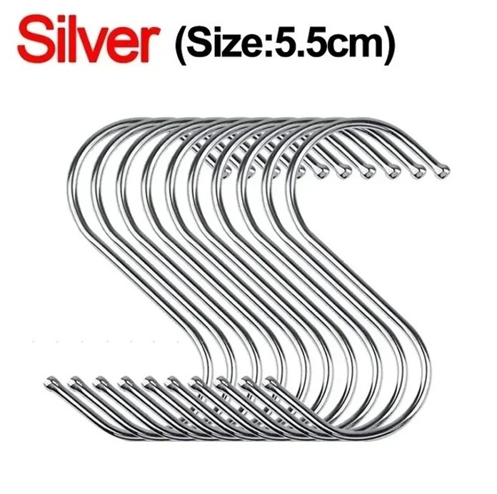 10PCS Stainless Steel S Shape Hooks Hanging Rack for Kitchen Bathroom gallery