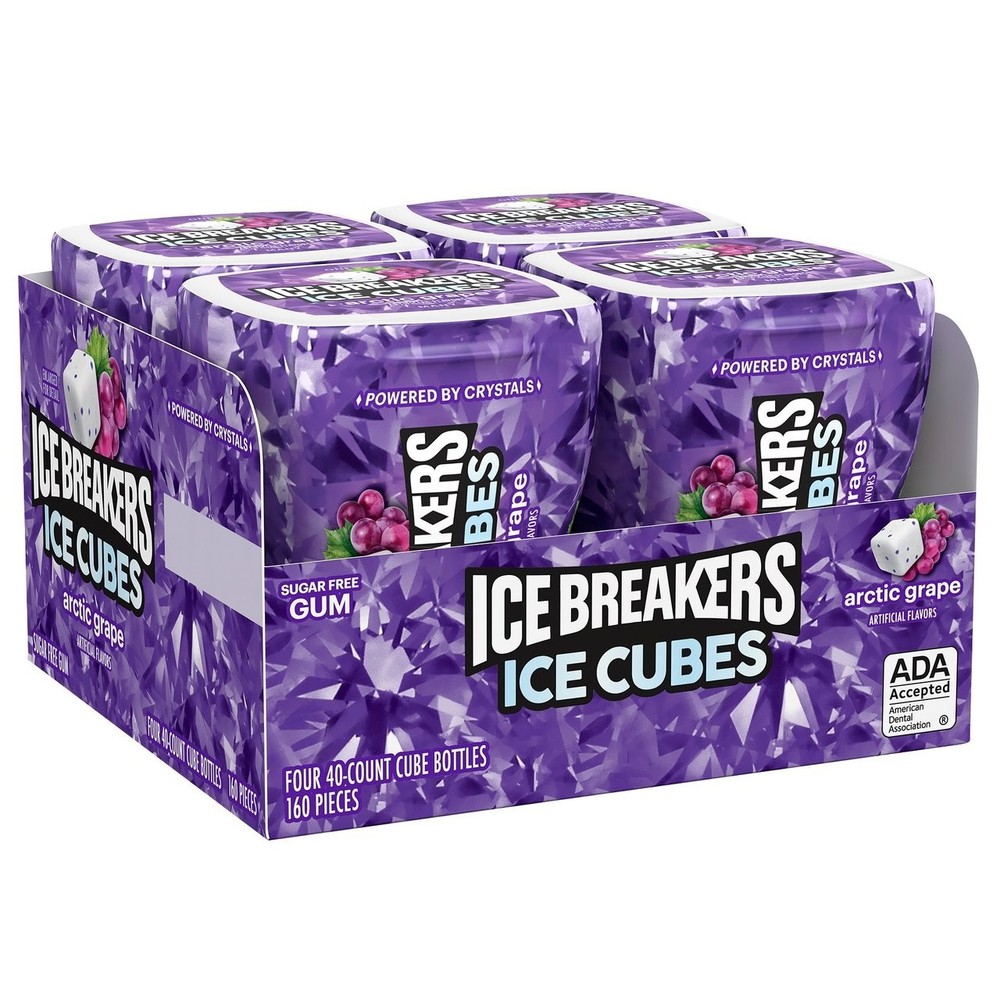 Ice Breakers Cubes Arctic Grape Chewing Gum 40 Pieces 4 Bottles