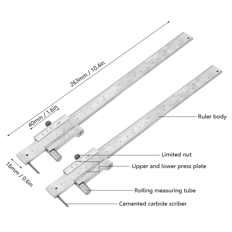 Metal Scriber Calipers, 200mm 8in Marking Gauge Calipers, Carbide ... gallery