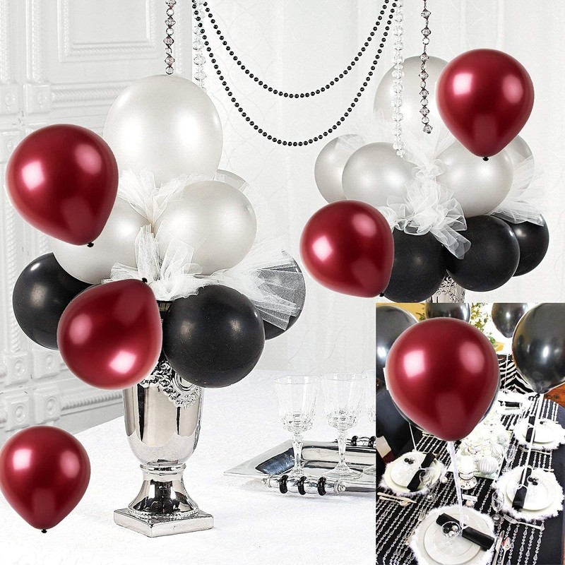 Graduation Decorations Maroon Black 12 inches, Burgundy Silver gallery
