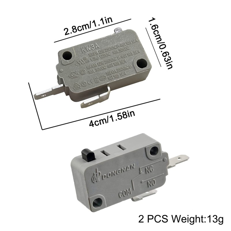 Microwave Door Interlock Switch KW3A 16A 125VAC 250VAC 2 Normally Open gallery