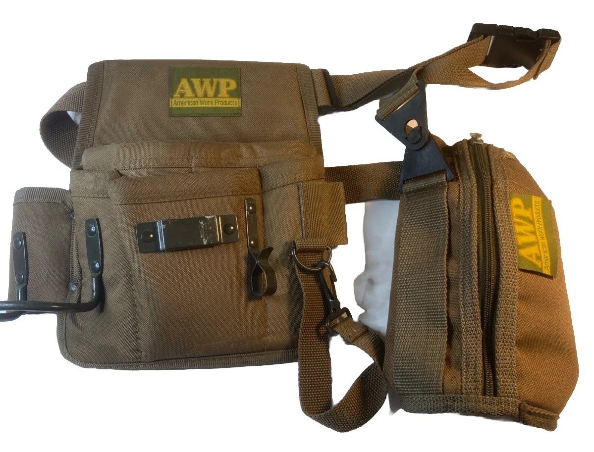 Tool Belt AWP American Work Products Classic Brown Canvas Construction Hammer gallery