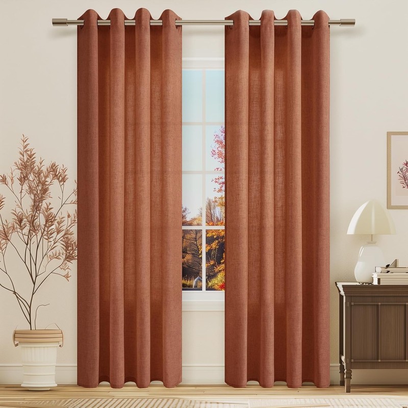 Versatile Light Filtering Terracotta Curtains 84-Inch - 2 Panels for All Rooms gallery