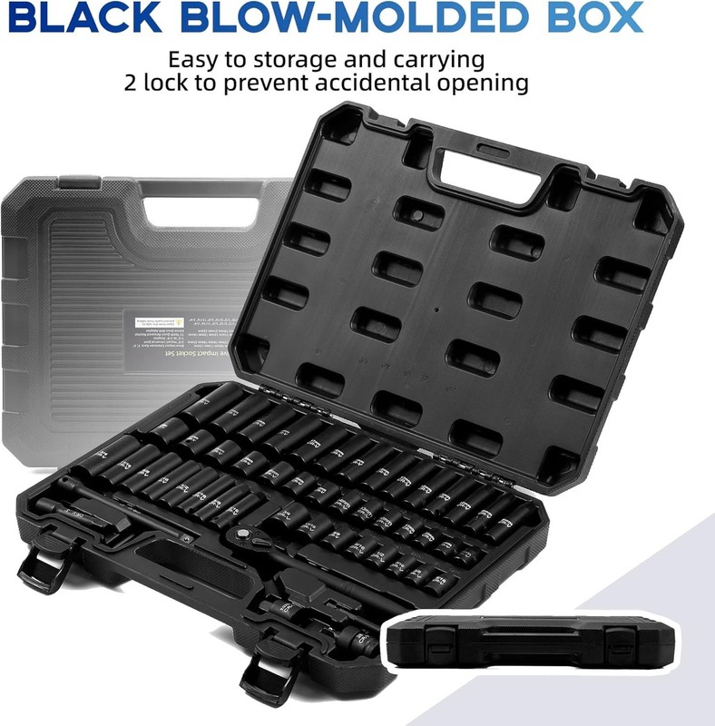 50-Piece Socket Set with Laser-Etched Markings for Quick Size Identification gallery