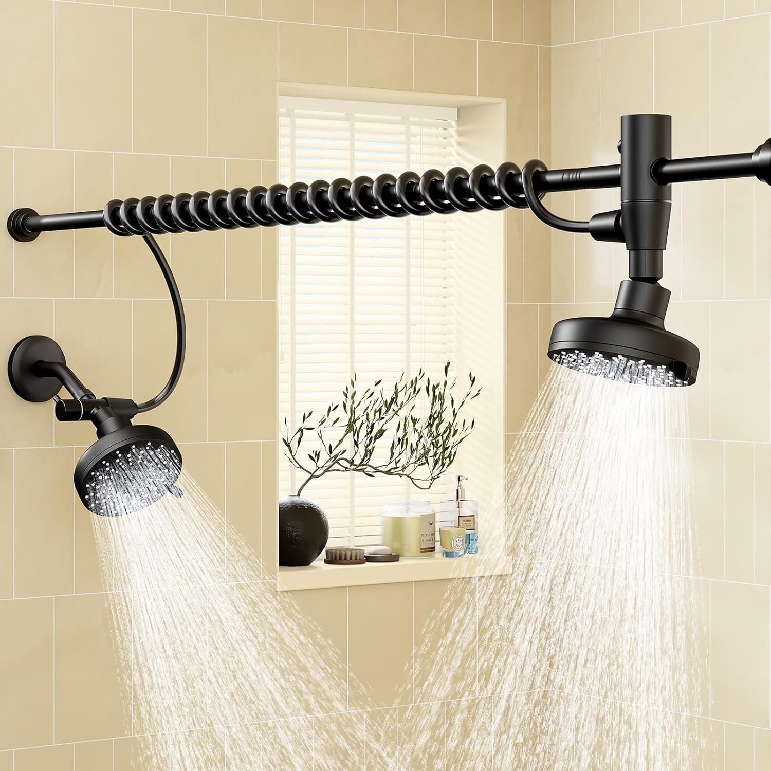 Dual Shower Head with Original Adjustable Slider, High Pressure Double Shower He gallery