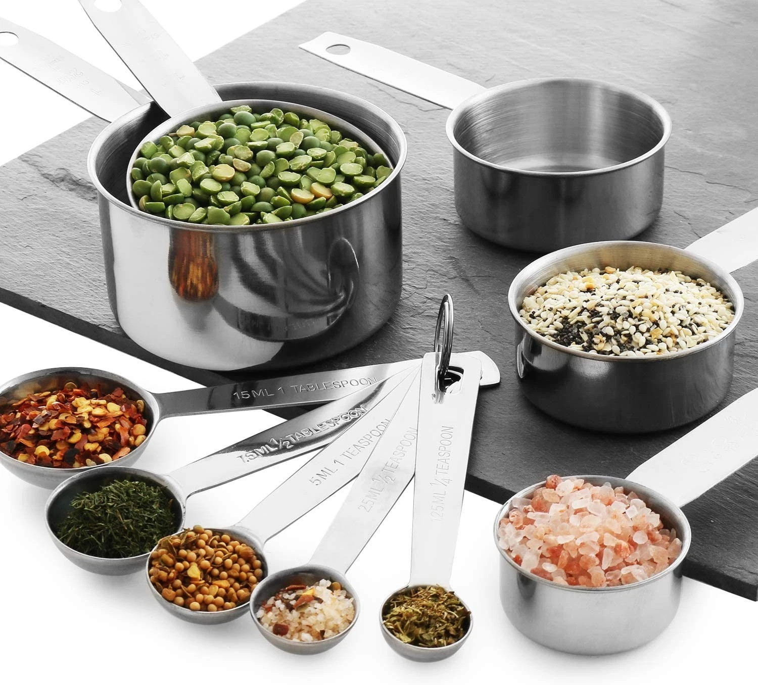 Stainless Steel Measuring Cups and spoons Set -10 Piece gallery