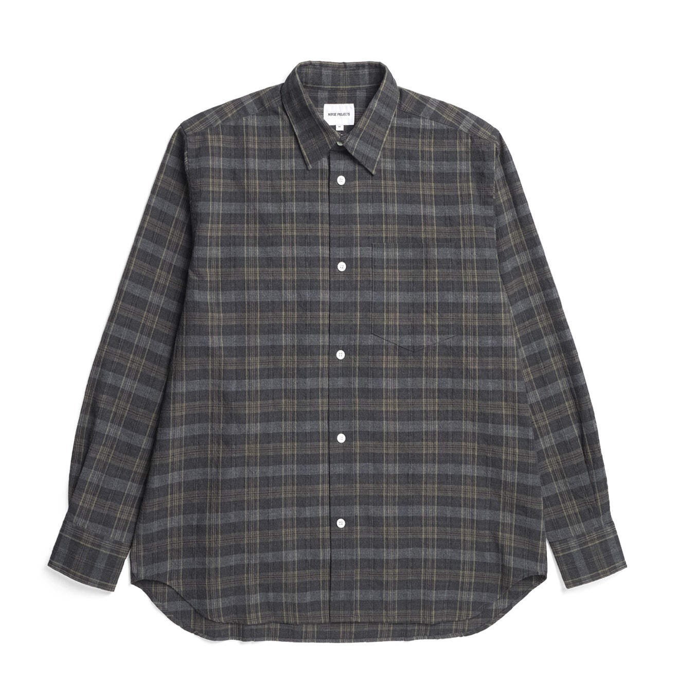 Norse Projects Ole Oversized Wool Check Shirt Charcoal Grey gallery