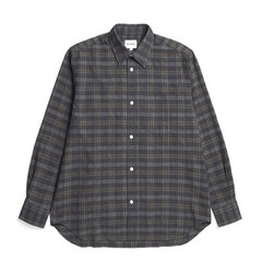 Norse Projects Ole Oversized Wool Check Shirt Charcoal Grey