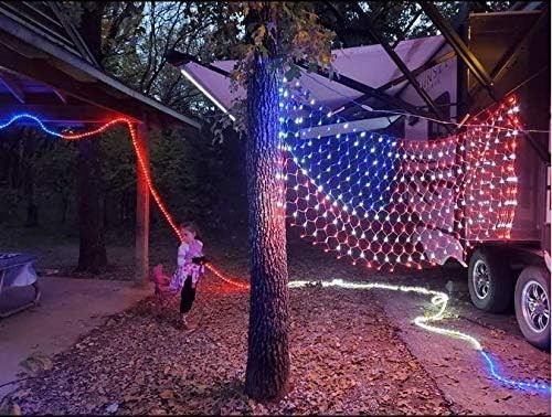 American Flag String Lights, Waterproof Led Flag Net Light, with 420 Super Brigh gallery