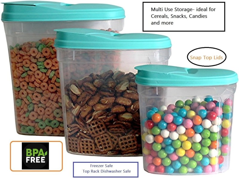 Dependable 3-Piece Cereal Dispenser Set BPA-Free Food Storage Containers Aqua gallery