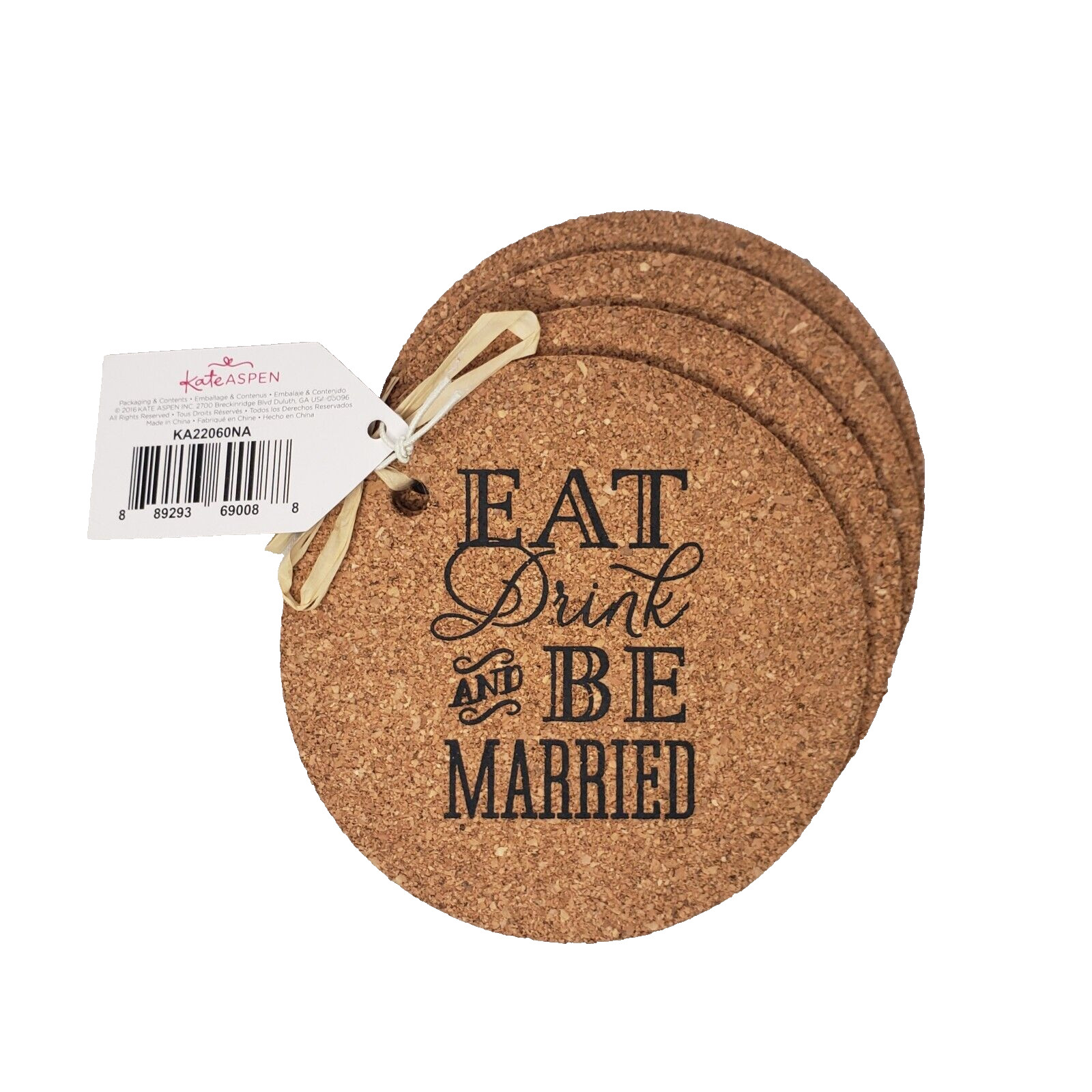 Kate Aspen 'Eat Drink & Be Married' Cork Coasters Wedding Shower Lot of 48 gallery