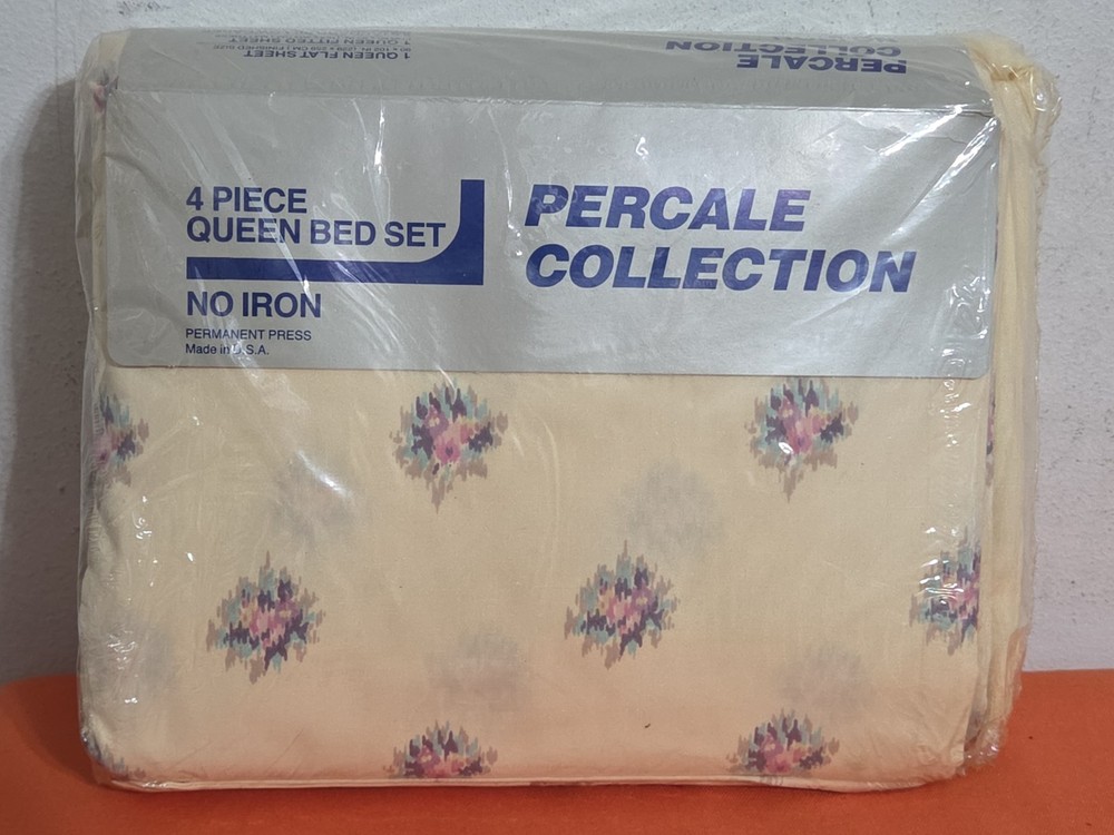Vintage Royale Percale Collection 4 pc Queen Sheet Set New (Read)