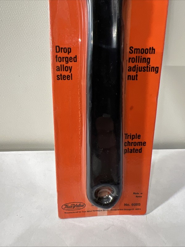 8" Servess Adjustable Wrench True Value 608s New Old Stock Original Package USA gallery