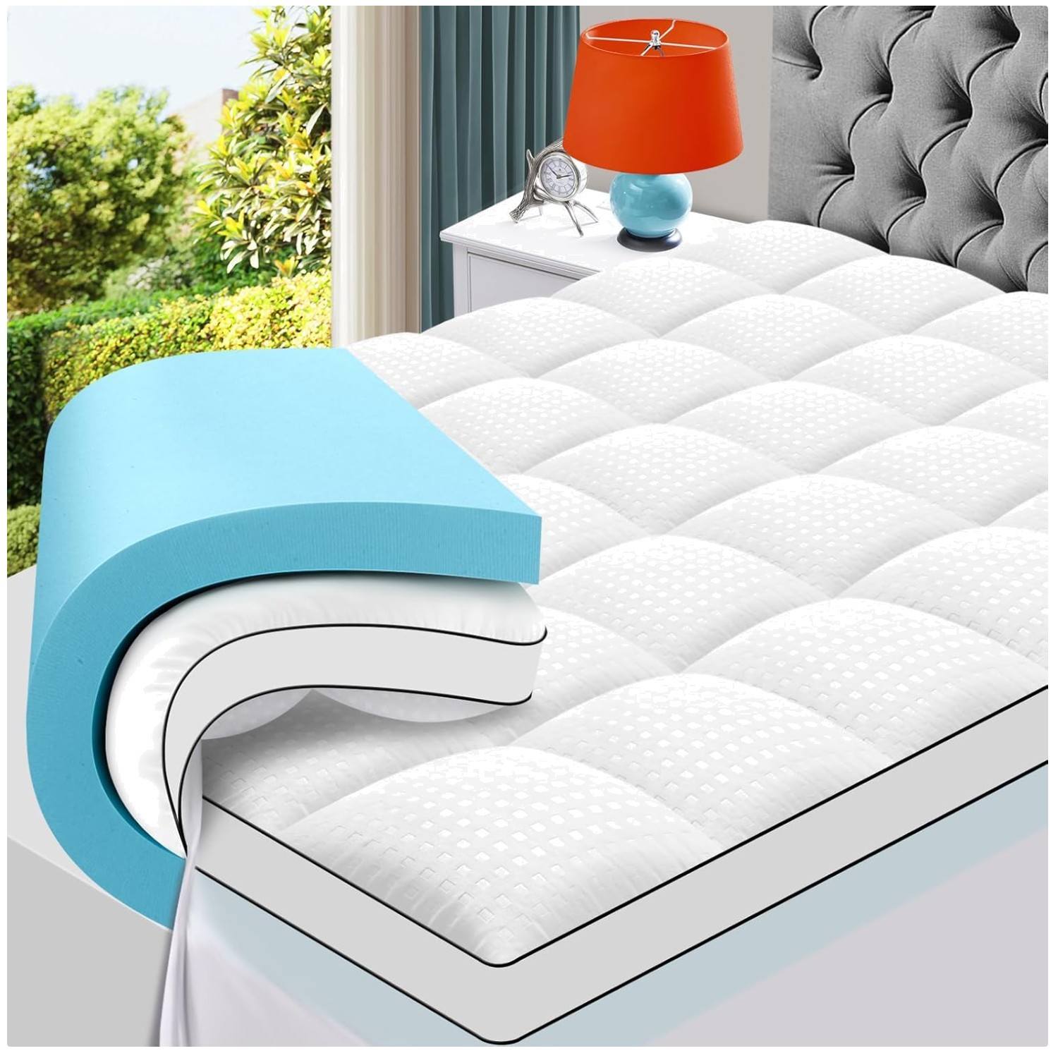 4 Inch Dual Layer Pillow Top Mattress Pad for Back Pain gallery