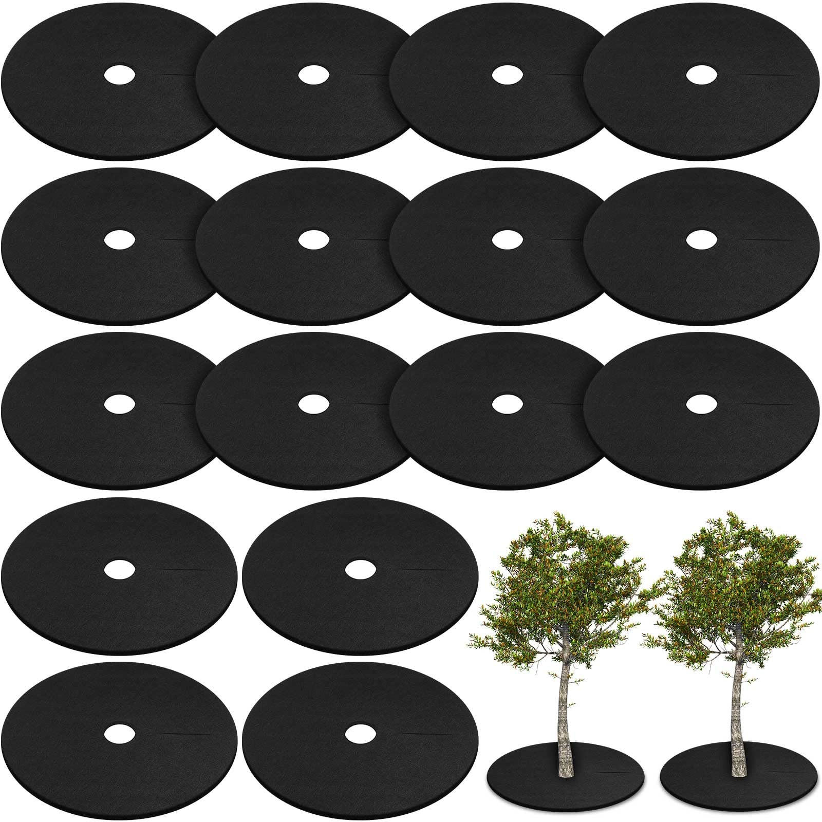 16 Pcs 32. 2 Inch Non Woven Tree Mulch Ring round Tree Weed Barrier Mat Reusable gallery