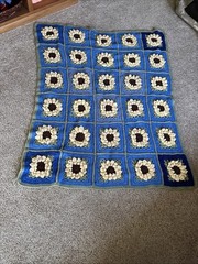 3’ X 4’ Crocheted Throw Featuring 3-D Flowers