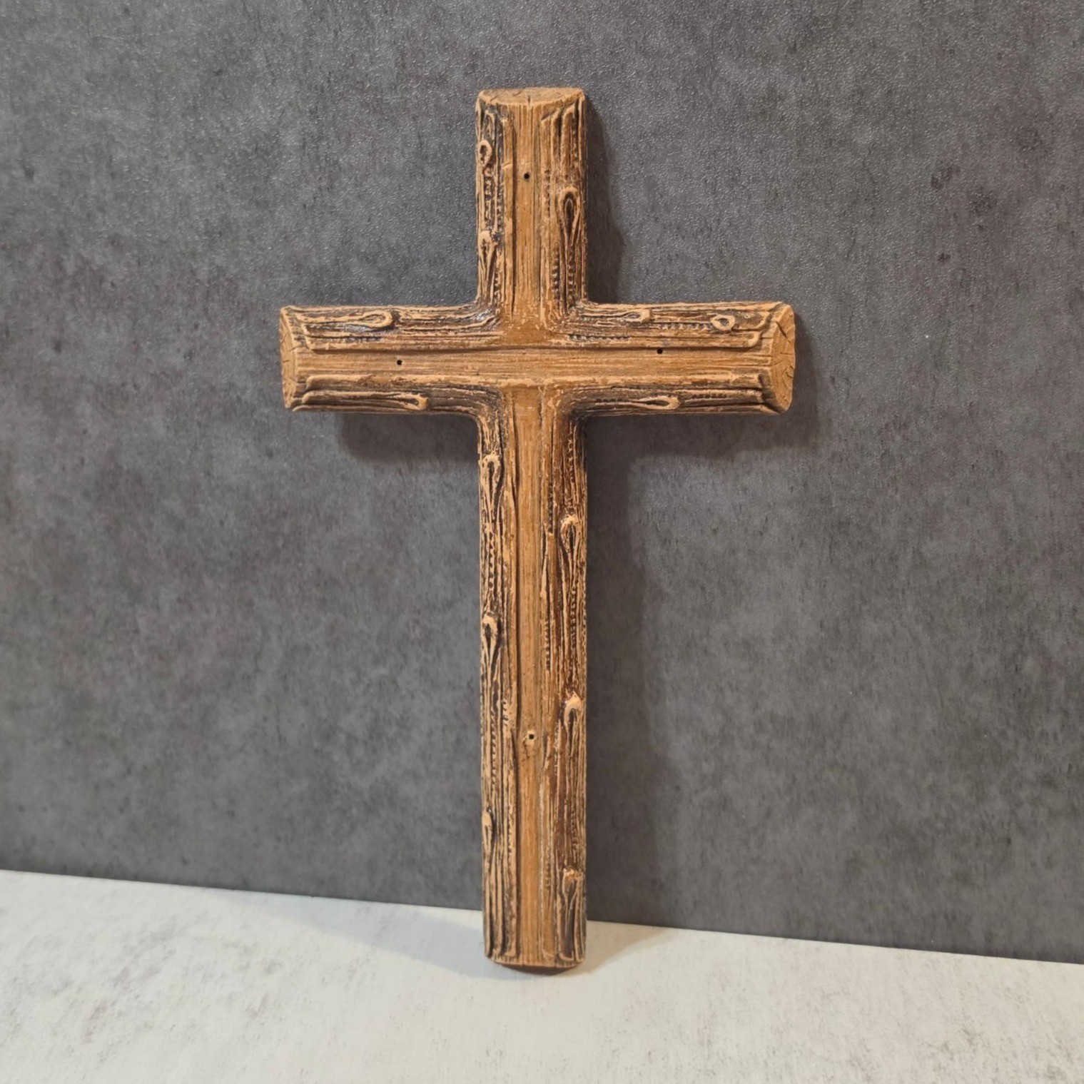 Vintage SyrocoWood Rugged Log Cross • 9.25" Rustic Wall Decor • Made in USA 1950 gallery
