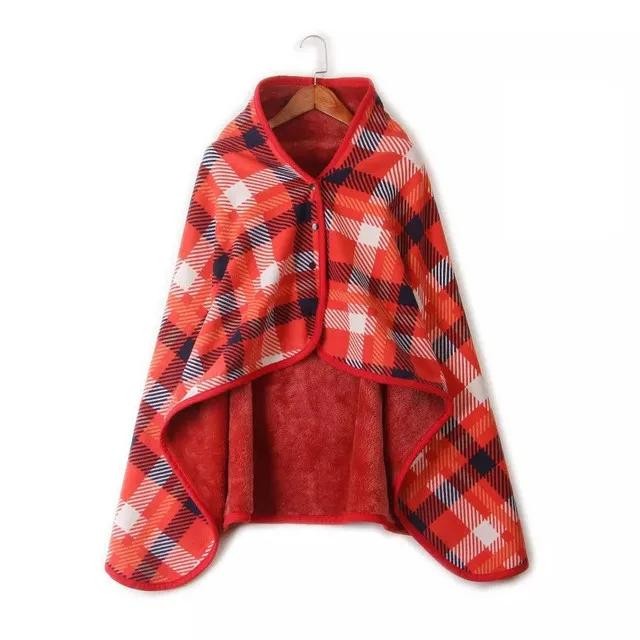 Thick Plaid Wearable Blanket Winter Warm Fleece Shawl Button Throw Adult gallery