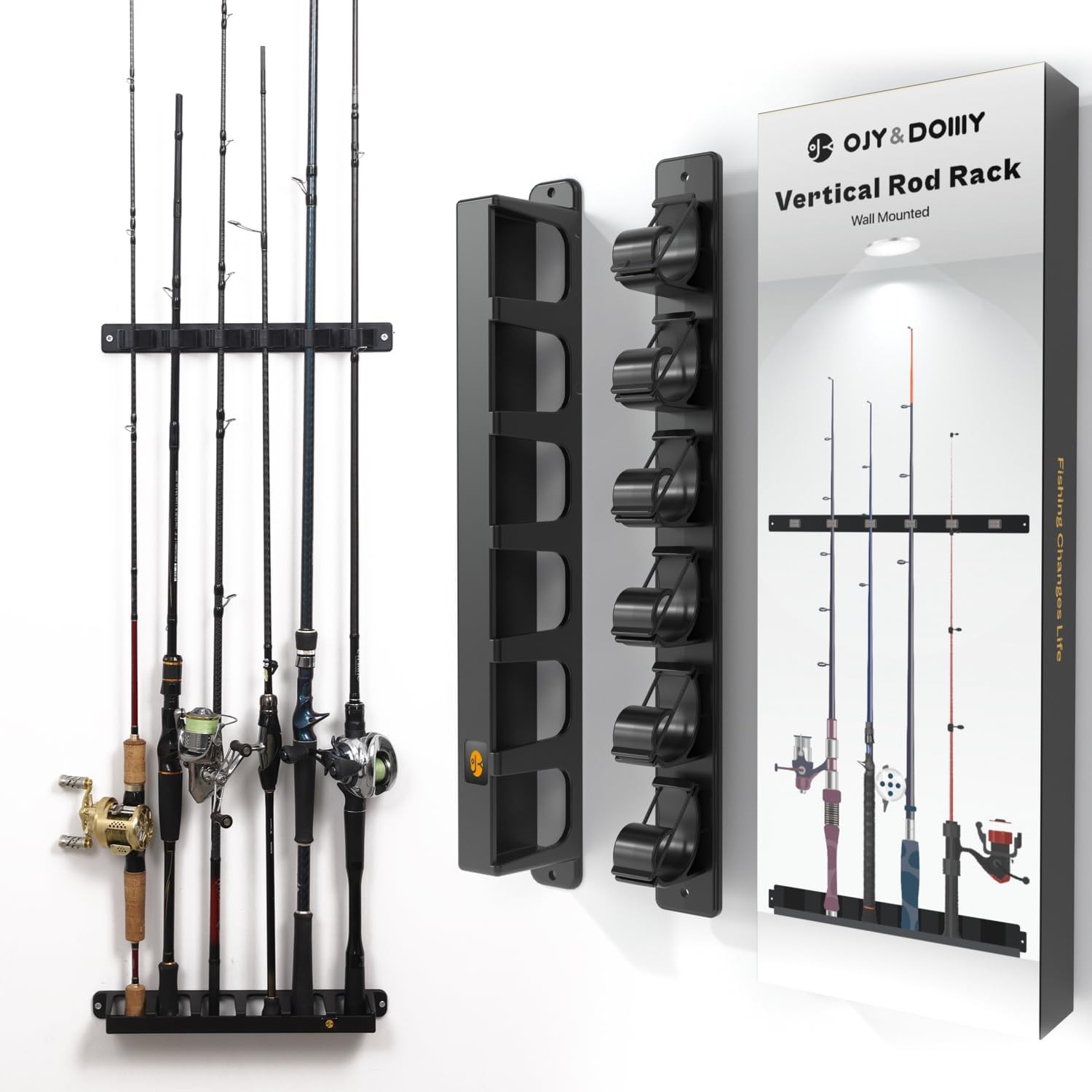 Wall Mount Fishing Rod Holders,Vertical Fishing Pole Storage Rack for Garage gallery