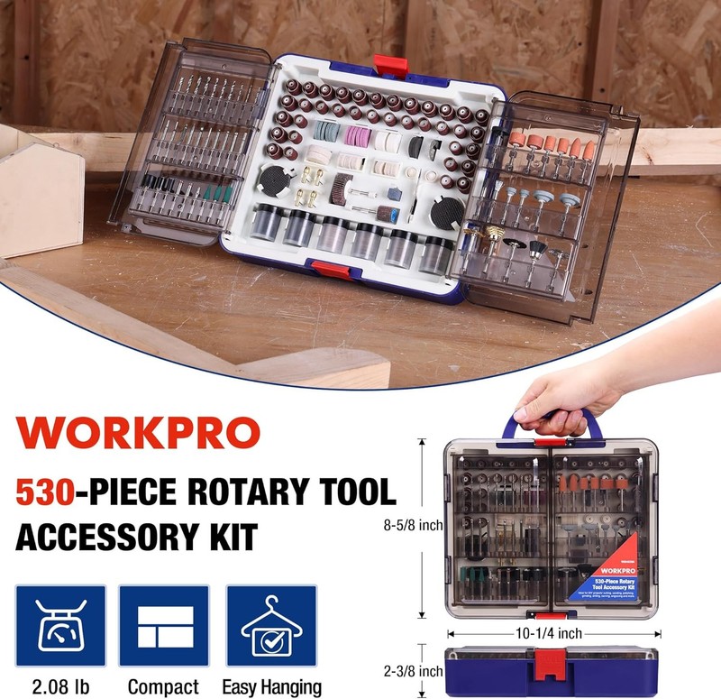 WORKPRO 530PCS Dremel Rotary Tool Accessories Kit Grinding Sanding Polishing Set gallery