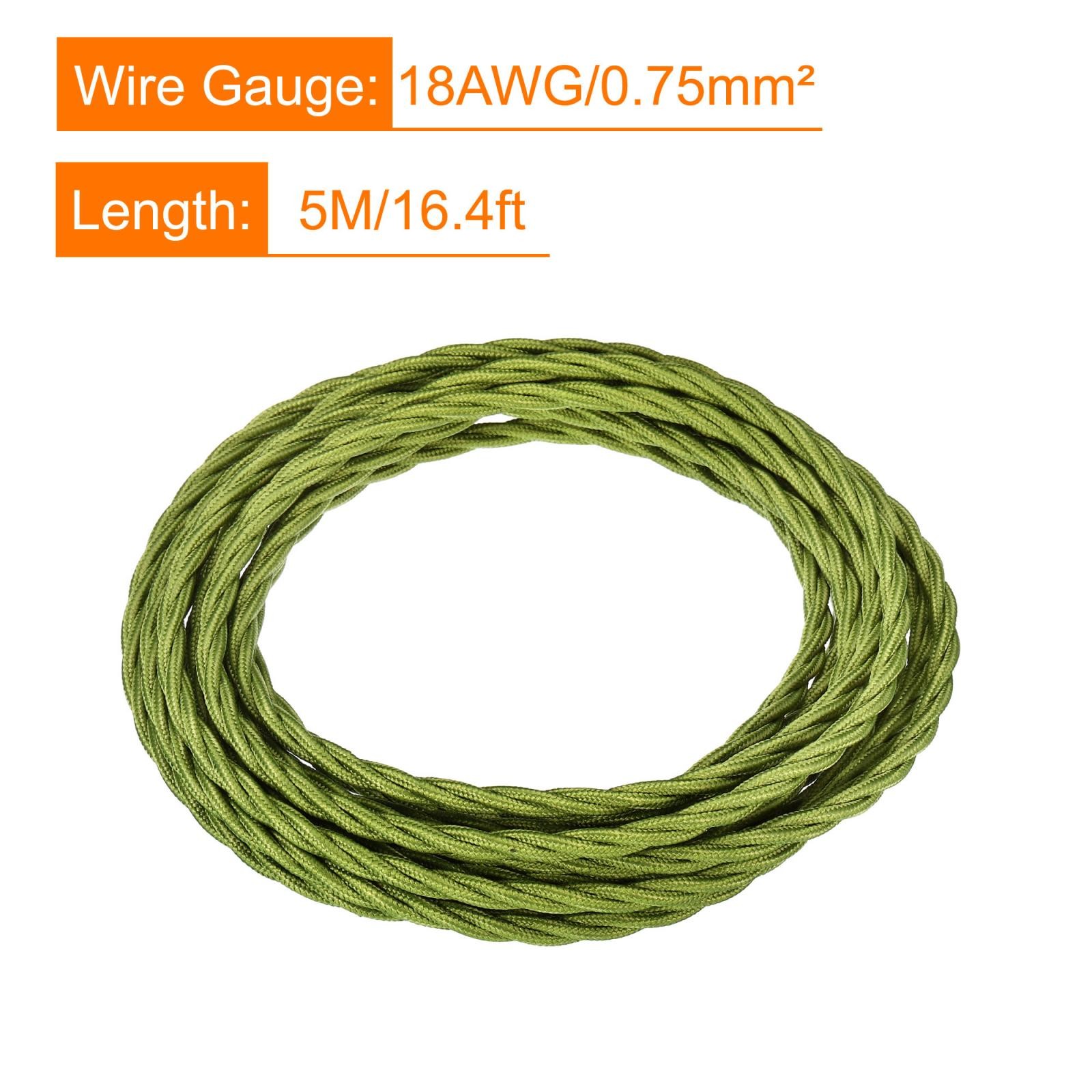Twisted Cloth Covered Wire 3 Core 18AWG 5m/16.4ft,Electrical Cable,Green gallery