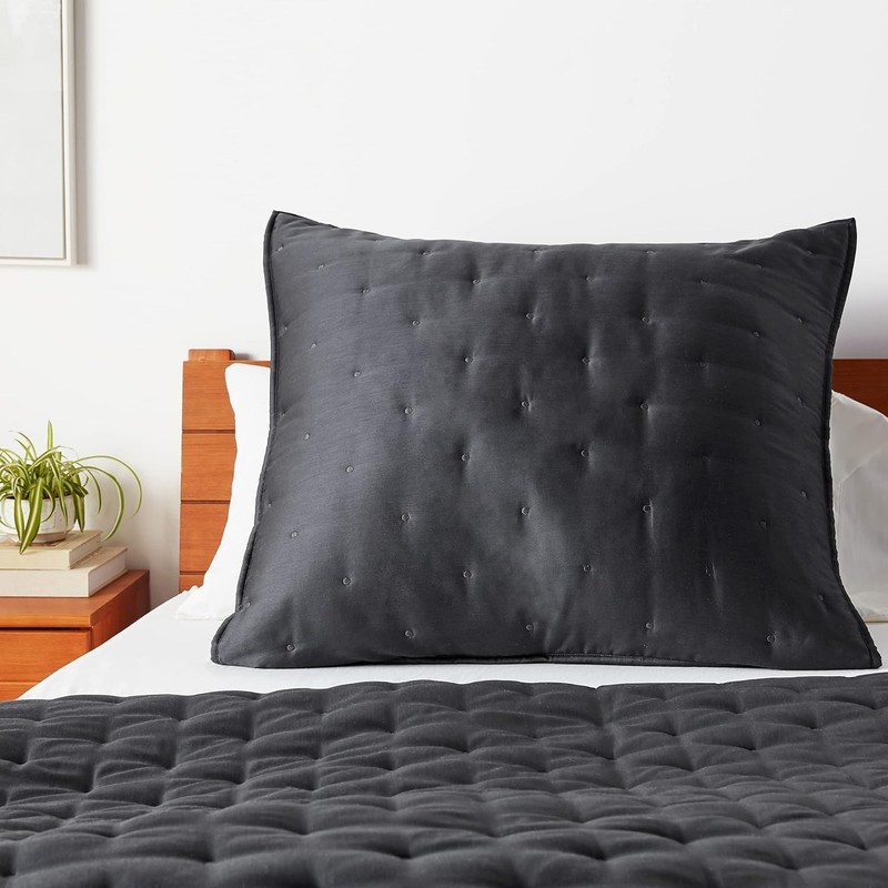 Recycled Polyester & Cotton Blend Quilt Sham Euro Charcoal gallery