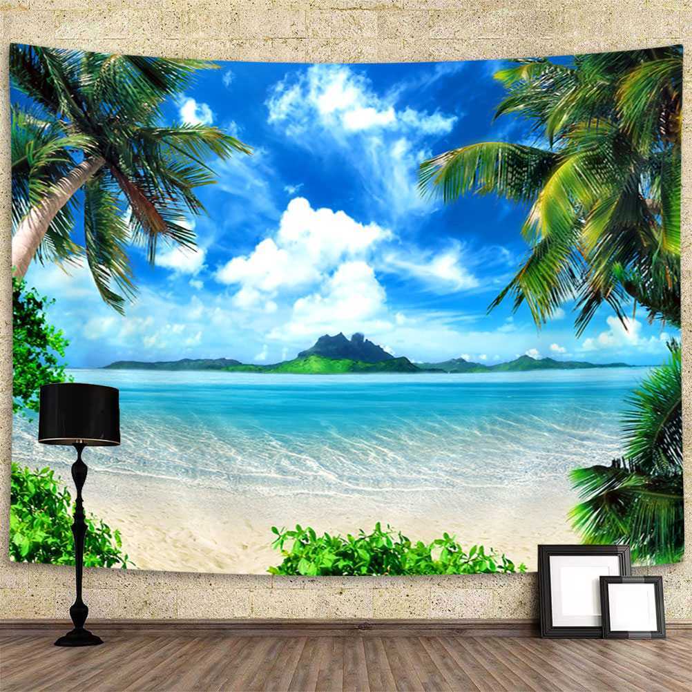 Tropical Ocean Beach Extra Large Tapestry Wall Hanging Nature Background Fabric gallery