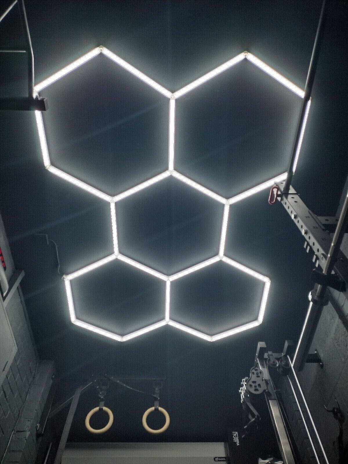 3/5/14 Grid Hexagon Garage Lights System Honeycomb Hex LED Light for Garage Gym gallery