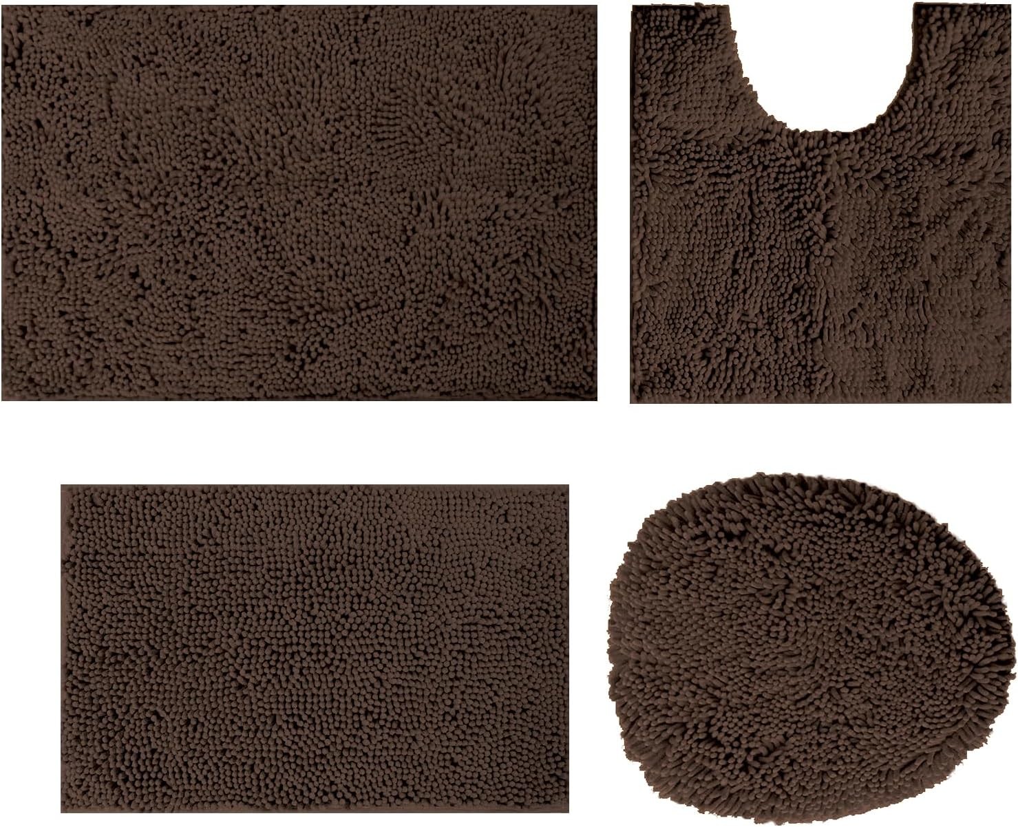 Chenille Bath Rugs 4 Piece,High Pile Bath Mat Set,Super Soft Bathroom Rugs with gallery