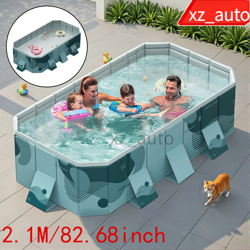 2.1M Foldable Rectangular Family Inflatable Swimming Pool for Kids Adults Pool gallery