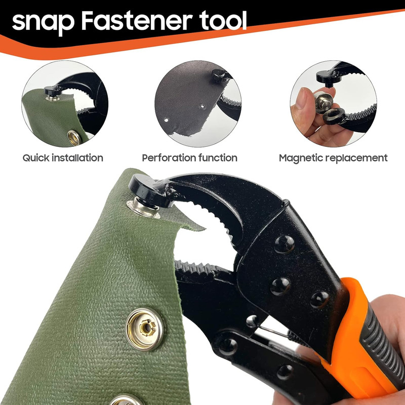 Heavy Duty Snap Fastener Tool Kit, Punching Function, Snap Button Tool with Adju gallery