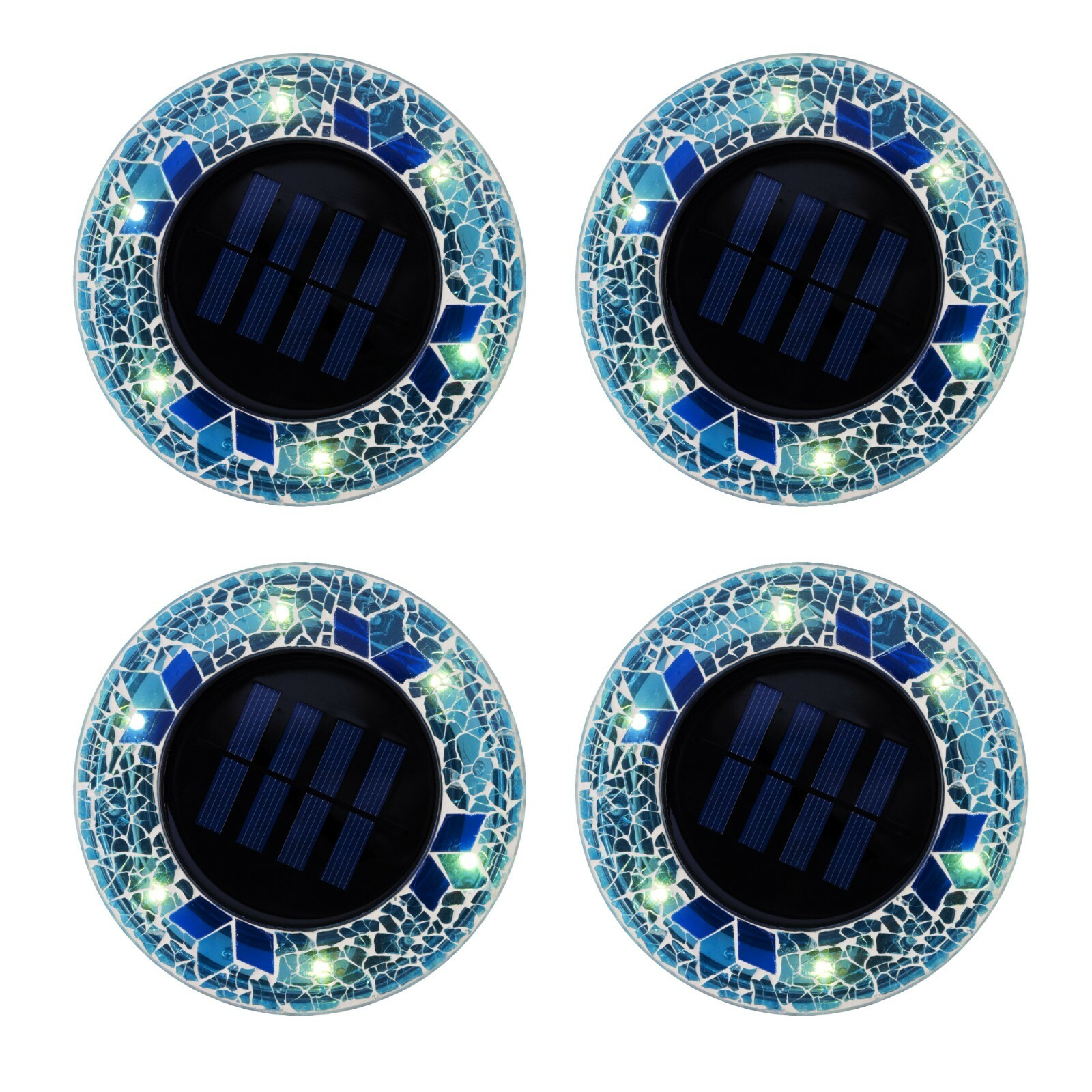 Bell+Howell Solar Powered Outdoor Mosaic Disk Lights 4 Pack - 3 Colors Available gallery