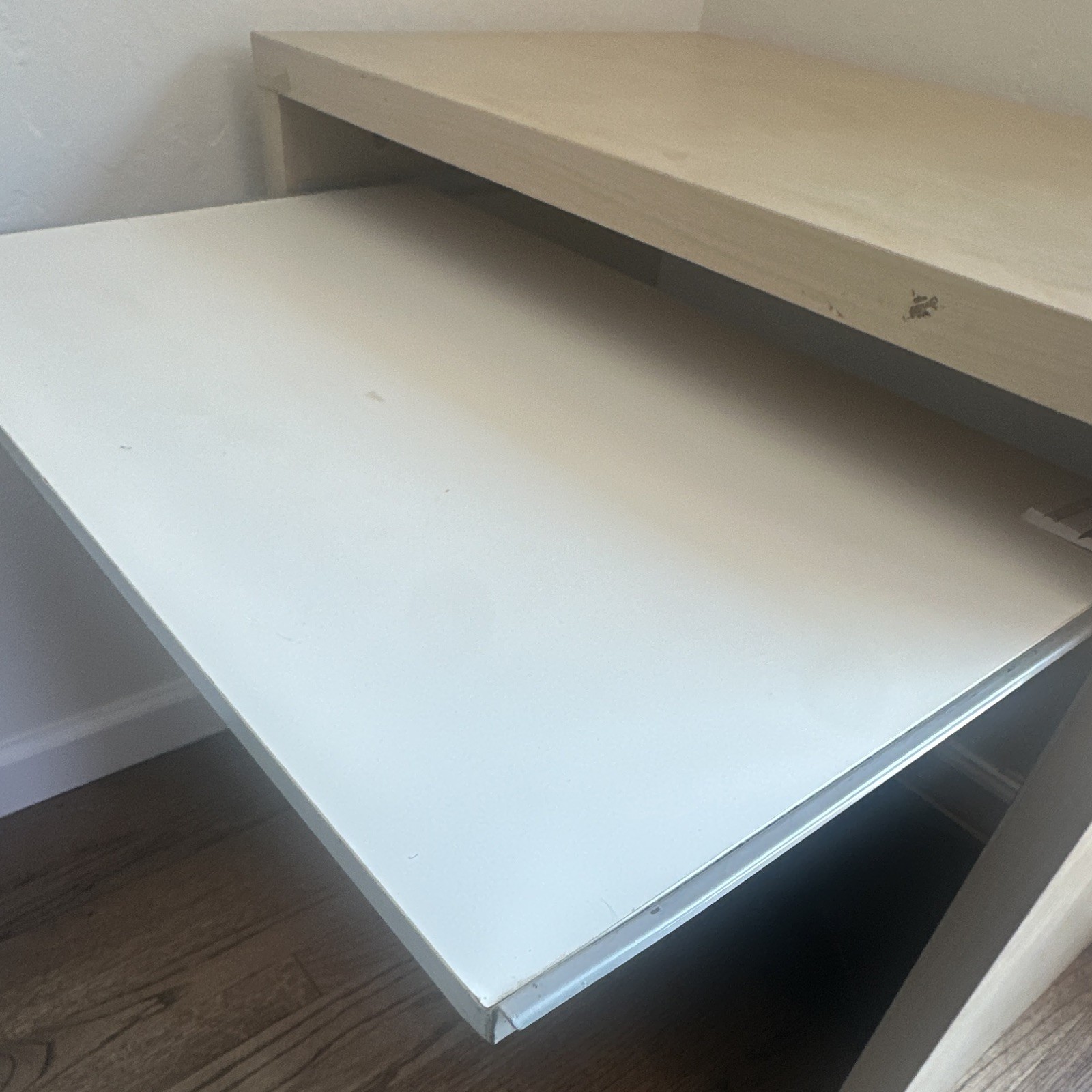 Light Wood Computer Desk Beige/White w/ Keyboard Tray, Freestanding, Assembly gallery