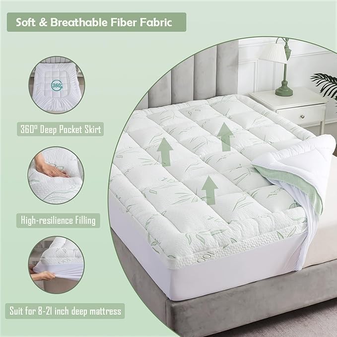 WhatsBedding Full Mattress Topper,Soft Pillow Top Mattress Topper, 8-21inch, Ful gallery