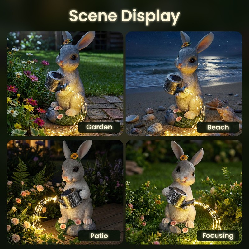 Unique Solar-Powered Rabbit Figurine - Ideal Easter Gift & Garden Decoration gallery