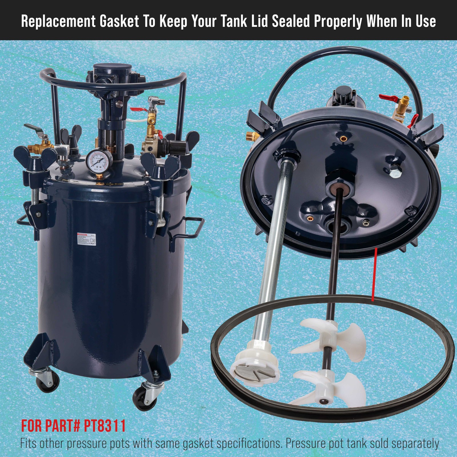 8 Gallon Replacement Lid Gasket for Pressure Paint Pot Tank Spray Gun TCP GLOBAL gallery
