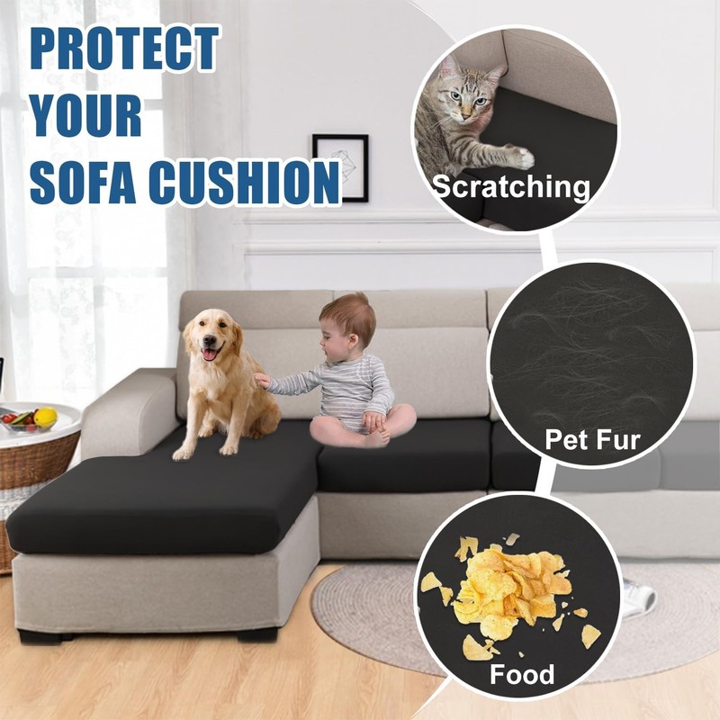 Waterproof Couch Cushion Covers, Stretch Sofa Seat Covers, Reversible Furnitu... gallery