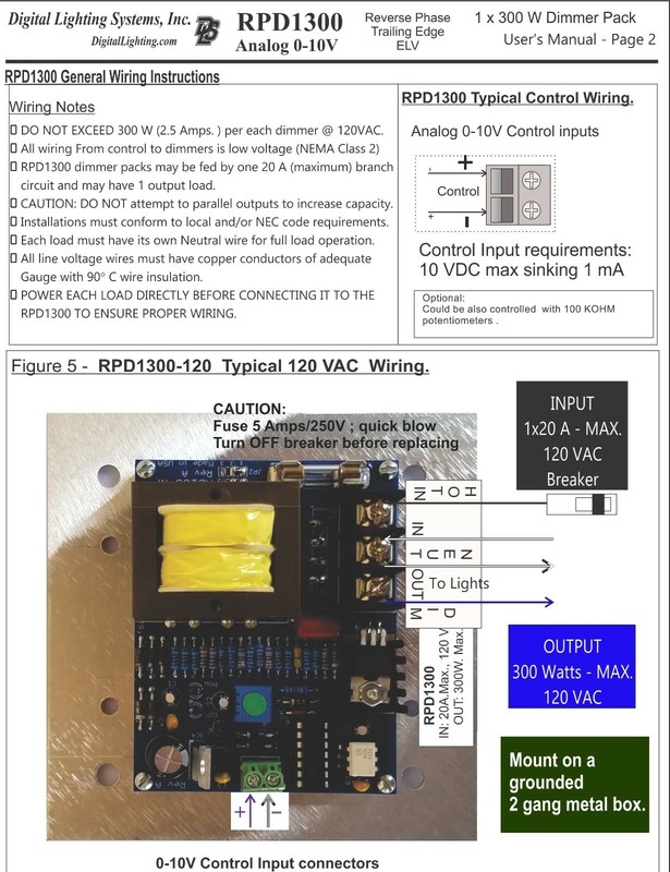RPD1300 : 0-10V, 300 W. Reverse Phase, ELV LED dimmer. UL Listed, MADE IN USA gallery