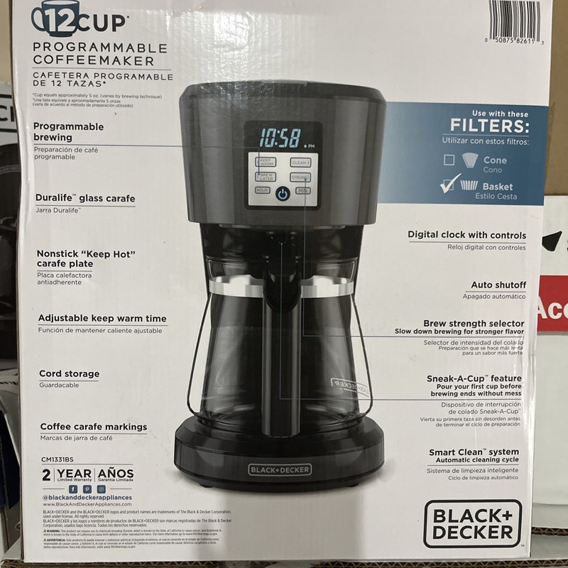 BLACK+DECKER Programmable Coffeemaker 12-Cup Black/Stainless Steel, CM2030B gallery