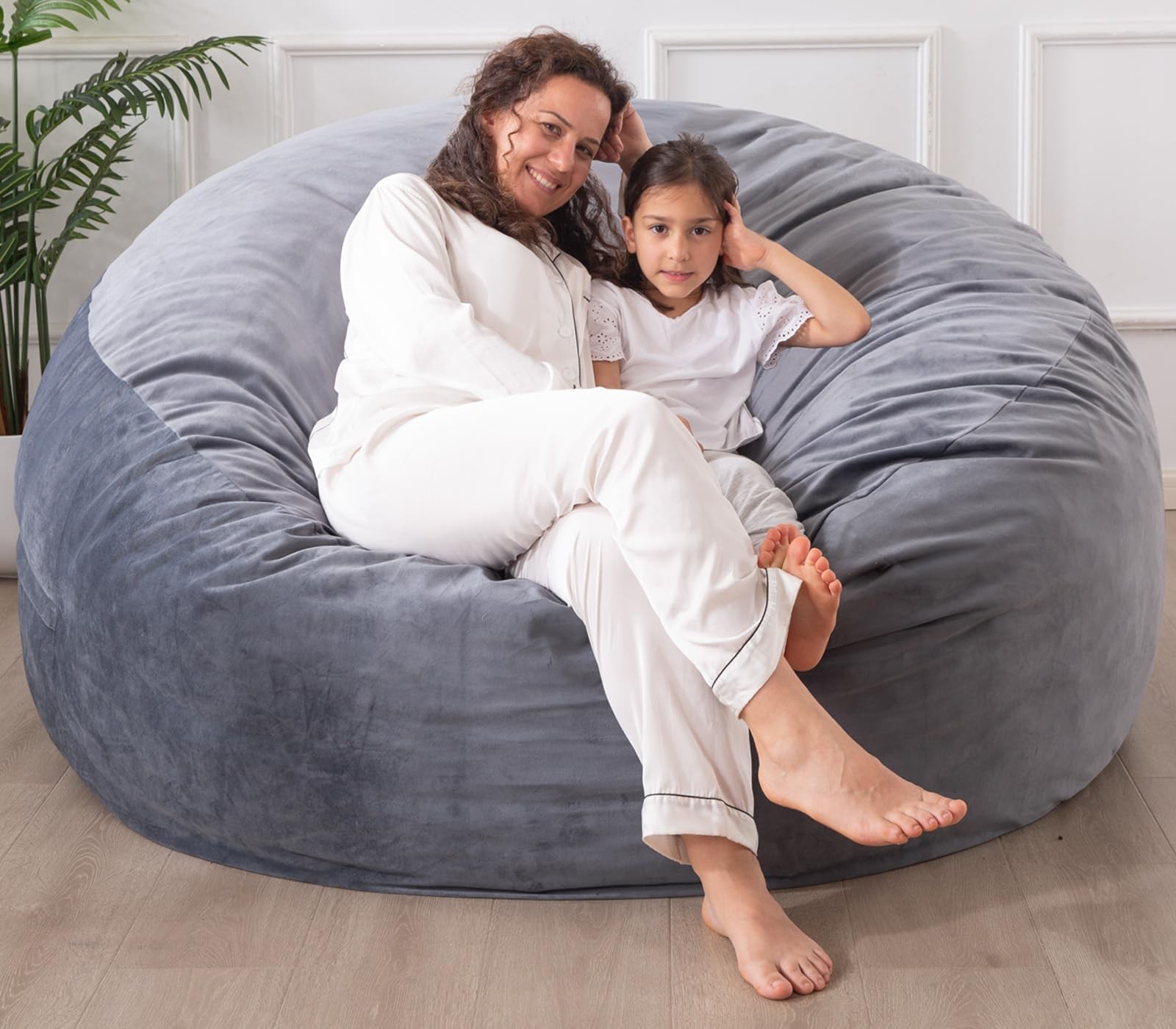 WhatsBedding 3 ft Bean Bag Chair,Large Chairs for 3 Foot, Dark Grey gallery
